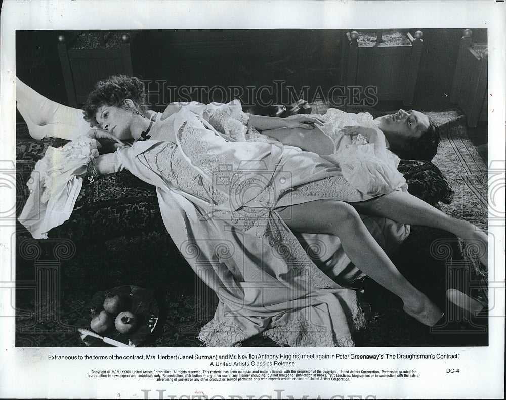 1983 Press Photo &quot;The Draughtman&#39;s Contract&quot; Janet Suzman, Anthony Higgins- Historic Images