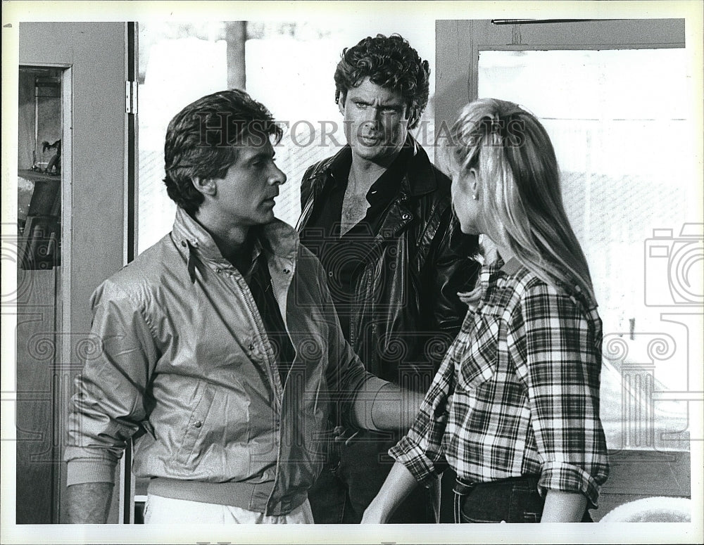 1986 Press Photo &quot;Knight Rider&quot; David Hasselhoff, Mark Schneider,K Kuehl- Historic Images