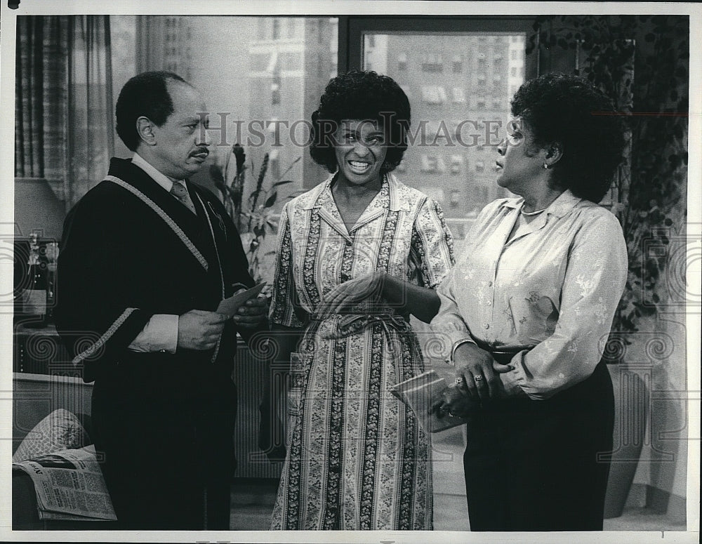 1984 Press Photo &quot;The Jeffersons&quot; Sherman Hemsley,Isabel Sanford.Marla Gibbs- Historic Images