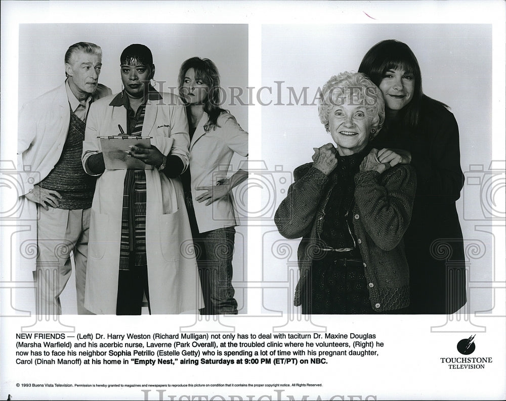 1993 Press Photo &quot;Empty Nest&quot; Richard Mulligan, Park Overall, Marsha Warfield- Historic Images