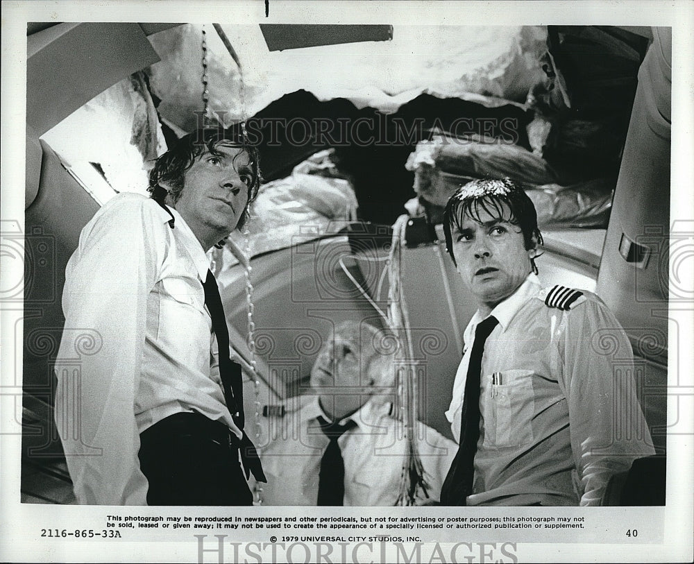 1979 Press Photo Actor George Kennedy, Alain Delon, The Concorde Airport &#39;79- Historic Images