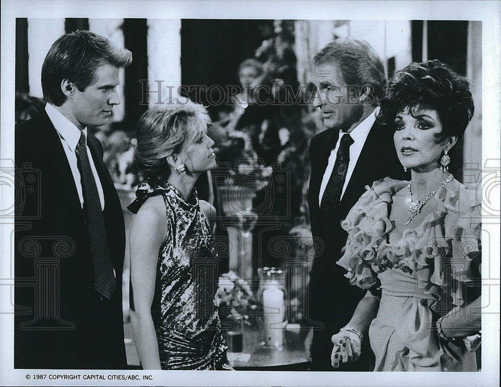 1987 Press Photo &quot;Dynasty&quot; J Coleman,Heather Locklear,Jon Cypher,Joan Collins- Historic Images