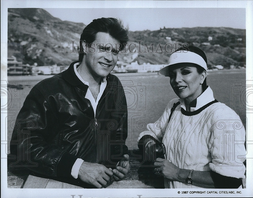 1987 Press Photo &quot;Dynasty&quot; Joan Collins, John James- Historic Images