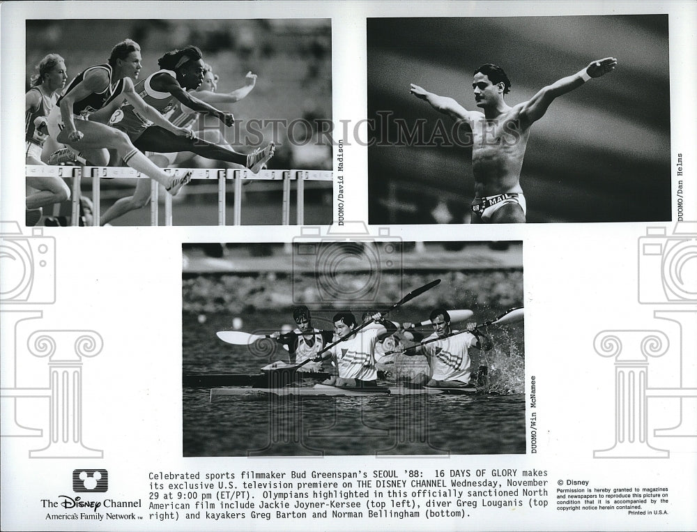 1988 Press Photo Olympians J Joyner Kersee,Greg Louganis,G Barton,Bellingham- Historic Images