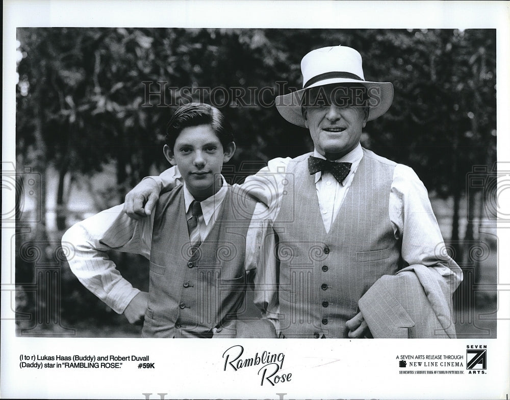 1992 Press Photo  &quot;Rambling Rose&quot; Robert Duval &amp; Lukas Haas- Historic Images