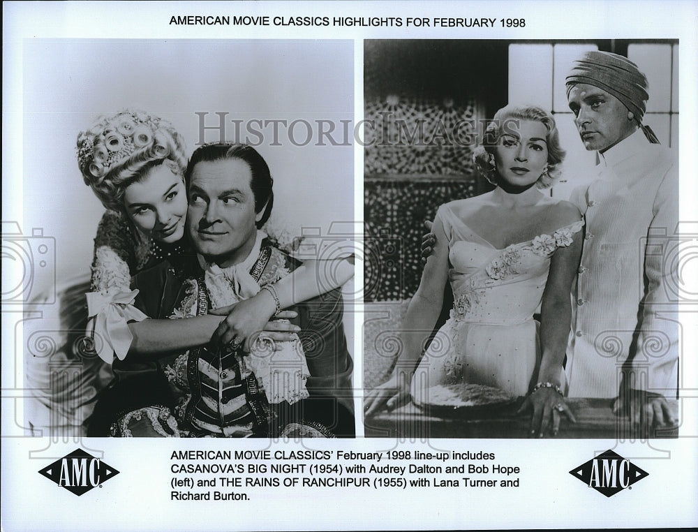 1954 Press Photo &quot;Casanova&#39;s Big Night&quot; &amp; &quot;The Rains of Ranchipur&quot; Bob Hope- Historic Images