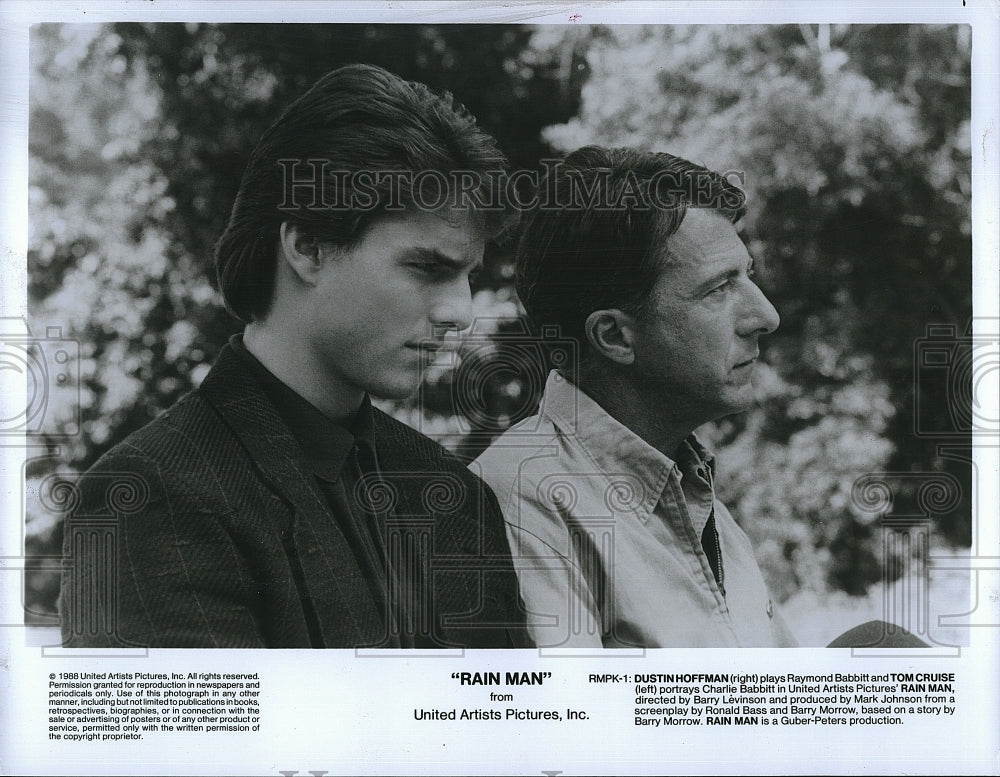 1988 Press Photo &quot;Rain Man&quot; Dustin Hoffman &amp; Tom Cruise- Historic Images