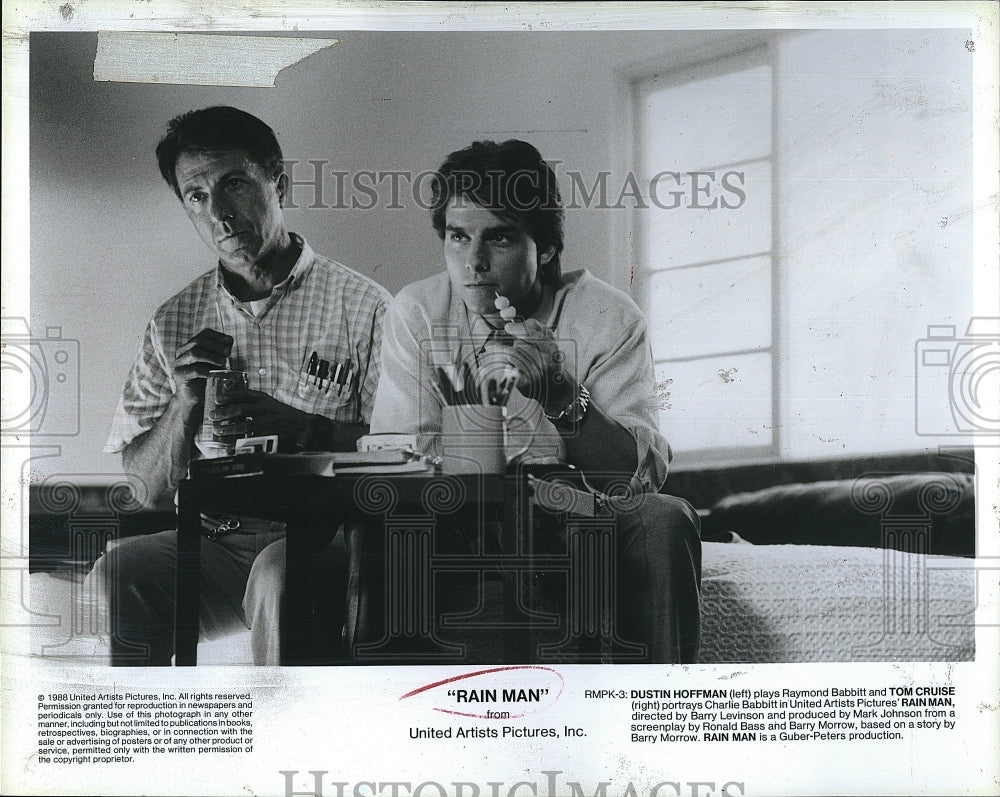 1988 Press Photo &quot;Rain Man&quot; Dustin Hoffman &amp; Tom Cruise- Historic Images