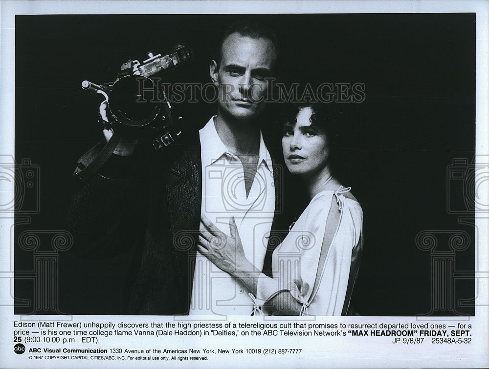 1987 Press Photo Actor Matt Frewer, Actress Dale Haddon In Max Headroom- Historic Images