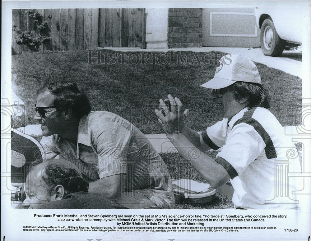 1982 Press Photo &quot;Poltergeist&quot; producers Frank Marshall &amp; Steven Spielberg- Historic Images