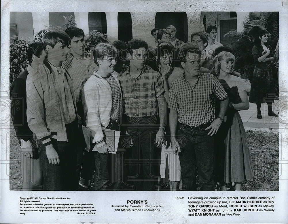 1981 Press Photo Porkys Mark Herrier Tony Ganios Roger Wilson Wyatt Knight Kaki- Historic Images