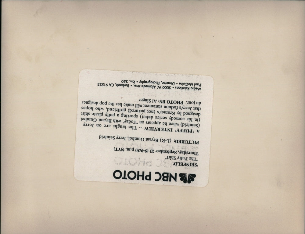 1993 Press Photo Jerry Seinfeld & Bryant Gumbel Star In "Seinfeld"