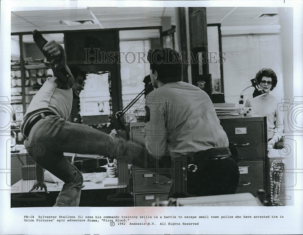 1982 Press Photo Sylvester Stallone Stars In &quot;First Blood&quot;- Historic Images