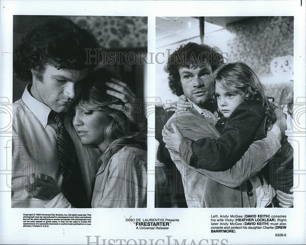 1984 Press Photo David Keith and Heather Locklear in &quot;Firestarter&quot;- Historic Images