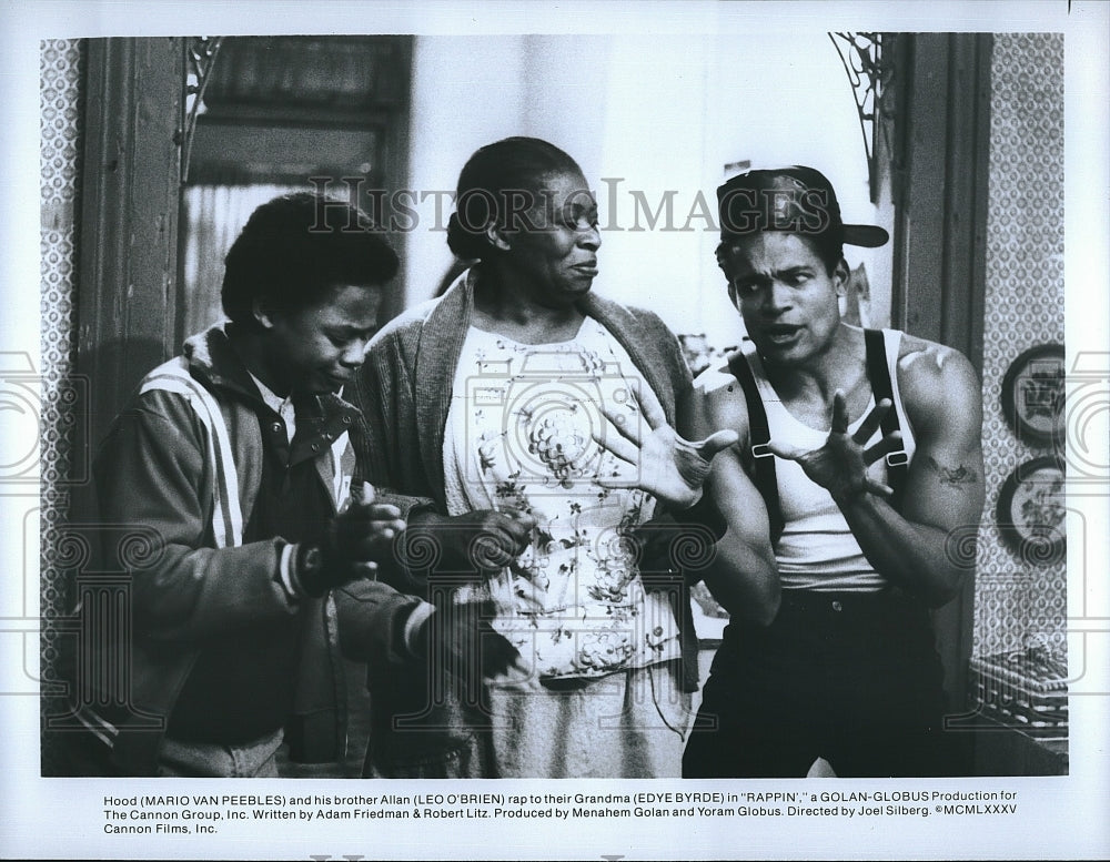 1985 Press Photo &quot;Rappin&quot; Mario Vanb Peebles,Leo O&#39;Brien,Edye Byrde- Historic Images