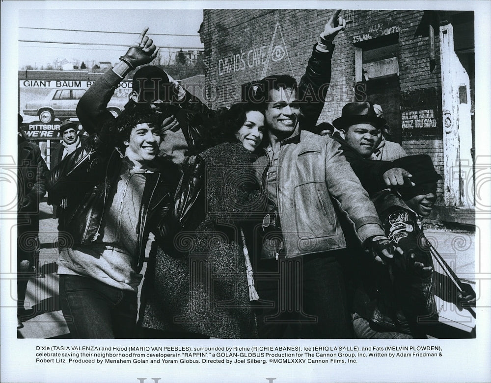 1985 Press Photo "Rappin" Mario Vanb Peebles,Tasia Valenza, Abanes,LaSalle- Historic Images