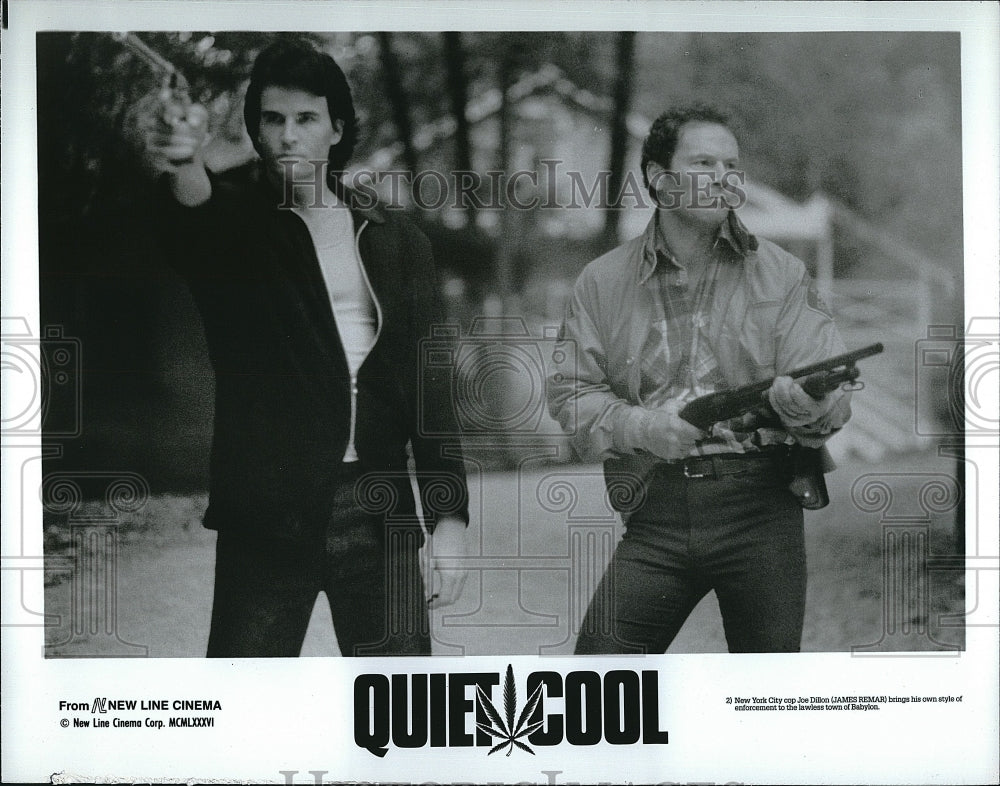 1986 Press Photo Quiet Cool Film James Remar Shooting Guns Scene- Historic Images