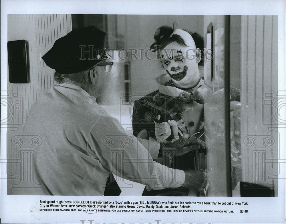 1990 Press Photo Quick Change Film Bill Murray Clown Robbery Scene Bob Elliott- Historic Images