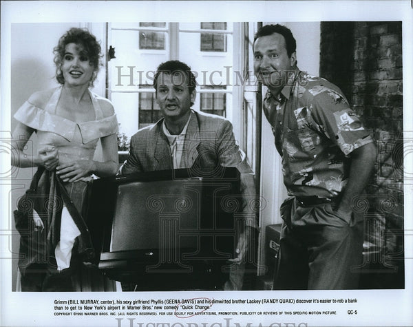 1990 Press Photo Quick Change Film Randy Quaid Bill Murray Geena Davis ...