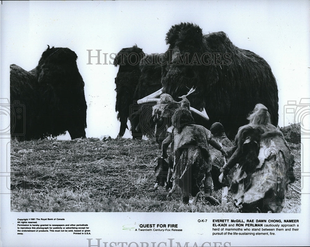 1981 Press Photo &quot;Quest For Fire&quot; R Dawn Chong,Everett McGill,N El-Kadi,Perlman- Historic Images