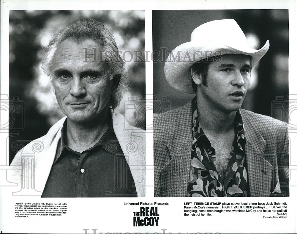 1993 Press Photo Terence Stamp, Val Kilmer, &quot;The Real McCoy&quot;- Historic Images