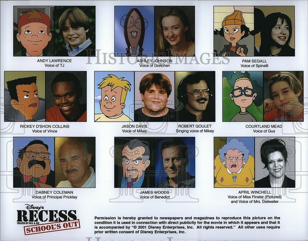 2001 Press Photo Disney&#39;s &quot;Recess Schools&#39;s Out&quot;Lawrence,Johnson,Segall,Collins- Historic Images