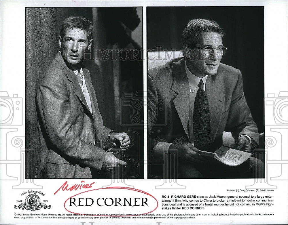 1997 Press Photo Richard Gere American Actor Stars In Red Corner Thriller Movie - Historic Images