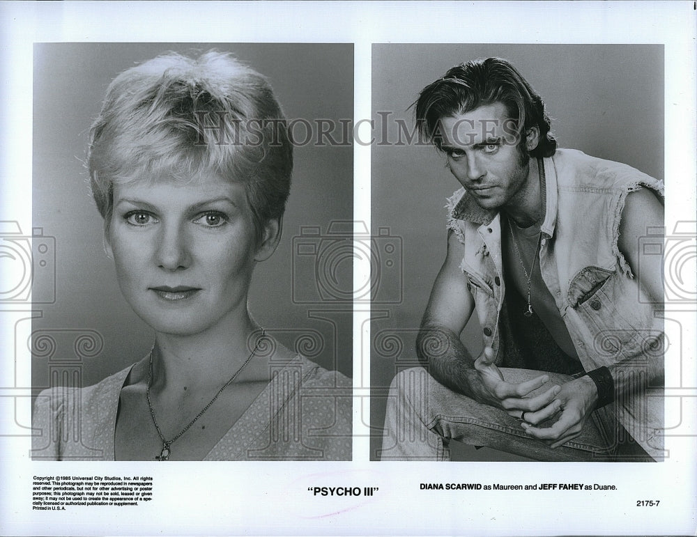 1985 Press Photo Diana Scarwid, Jeff Fahay, &quot;Psycho III&quot;- Historic Images