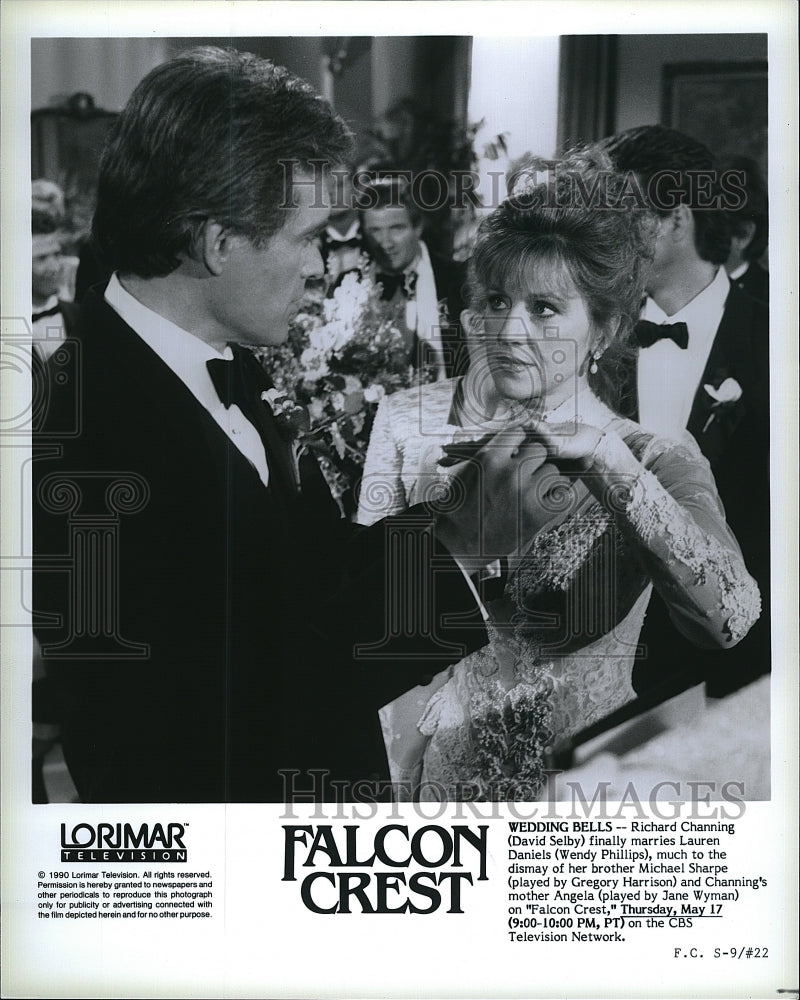 1990 Press Photo Falcon Crest David Selby Wendy Phillips- Historic Images