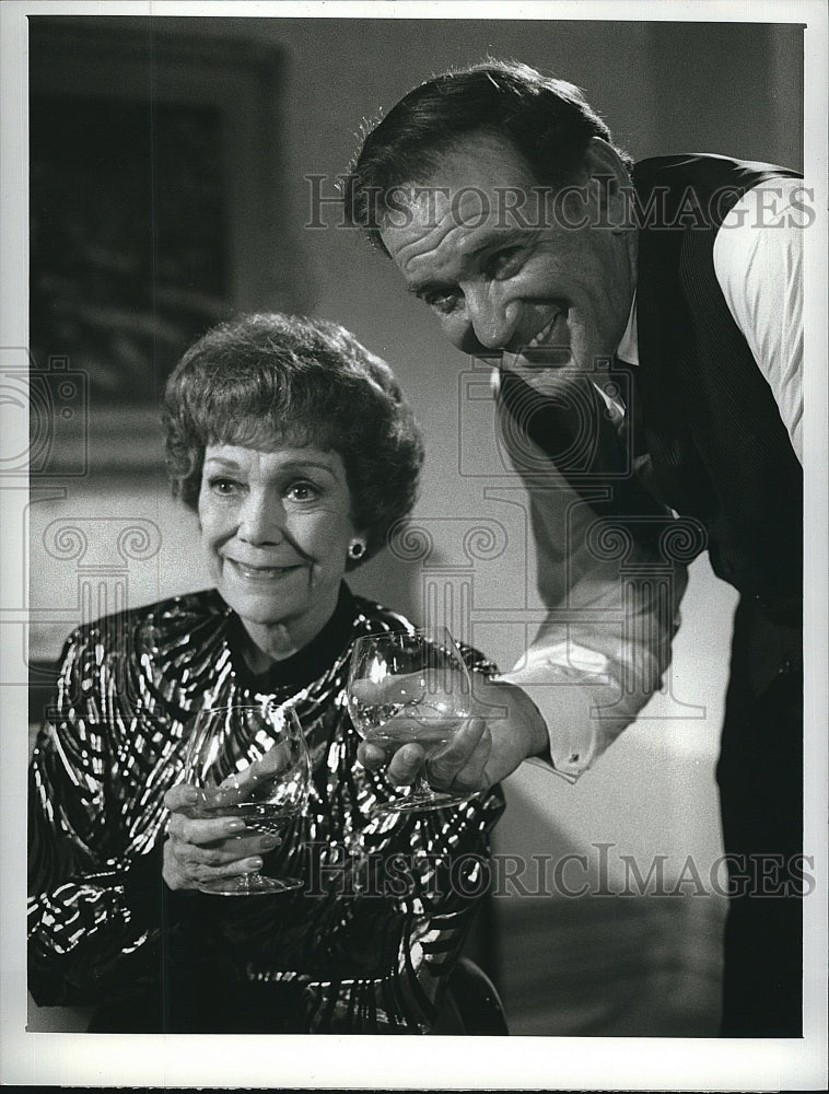 1988 Press Photo Jane Wyman Rod Taylor Falcon Crest- Historic Images