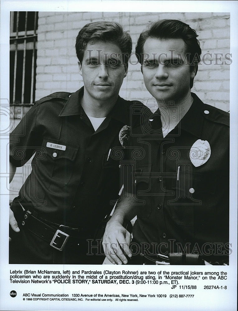 1988 Press Photo Brian McNAmra Clayton Rohner Police Story- Historic Images