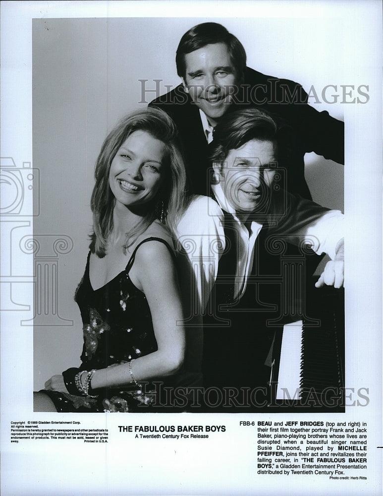 1989 Press Photo Beau Bridges, Jeff Bridges &quot;The Fabulous Baker Boys&quot;- Historic Images