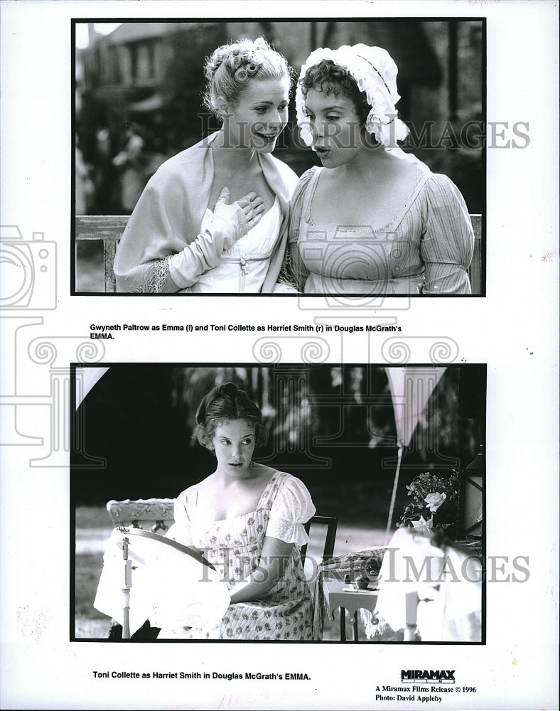 1996 Press Photo Gwyneth Paltrow and Toni Collette stars in &quot;Emma&quot;. - Historic Images