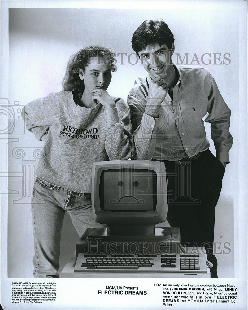 1984 Press Photo Virginia Madsen and Lenny Von Dohlen in &quot;Electric Dreams&quot;- Historic Images