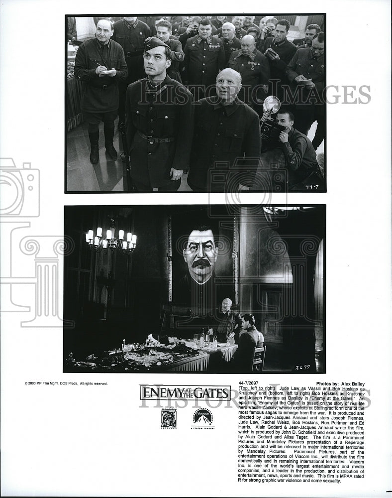 2000 Press Photo Jude Law, Bob Hoskins, Joseph Fiennes &quot;Enemy at the Gates&quot;- Historic Images