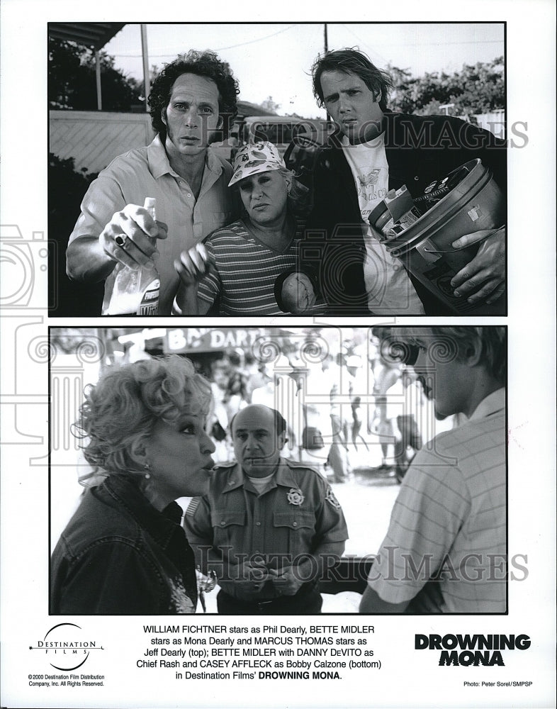 2000 Press Photo W. Fichtner, Bette Midler, M. Thomas, D. DeVito &quot;Drowning Mona&quot;- Historic Images