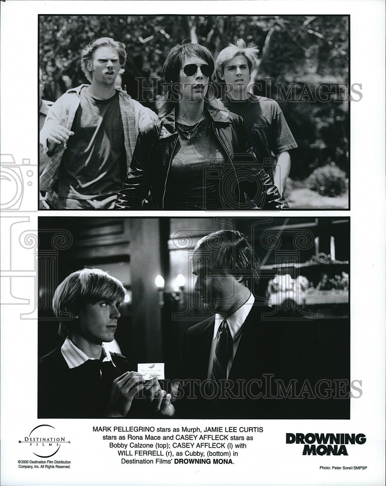 2000 Press Photo Mark Pellegrino, Jamie Lee Curtis, Will Ferrell &quot;Drowning Mona&quot;- Historic Images