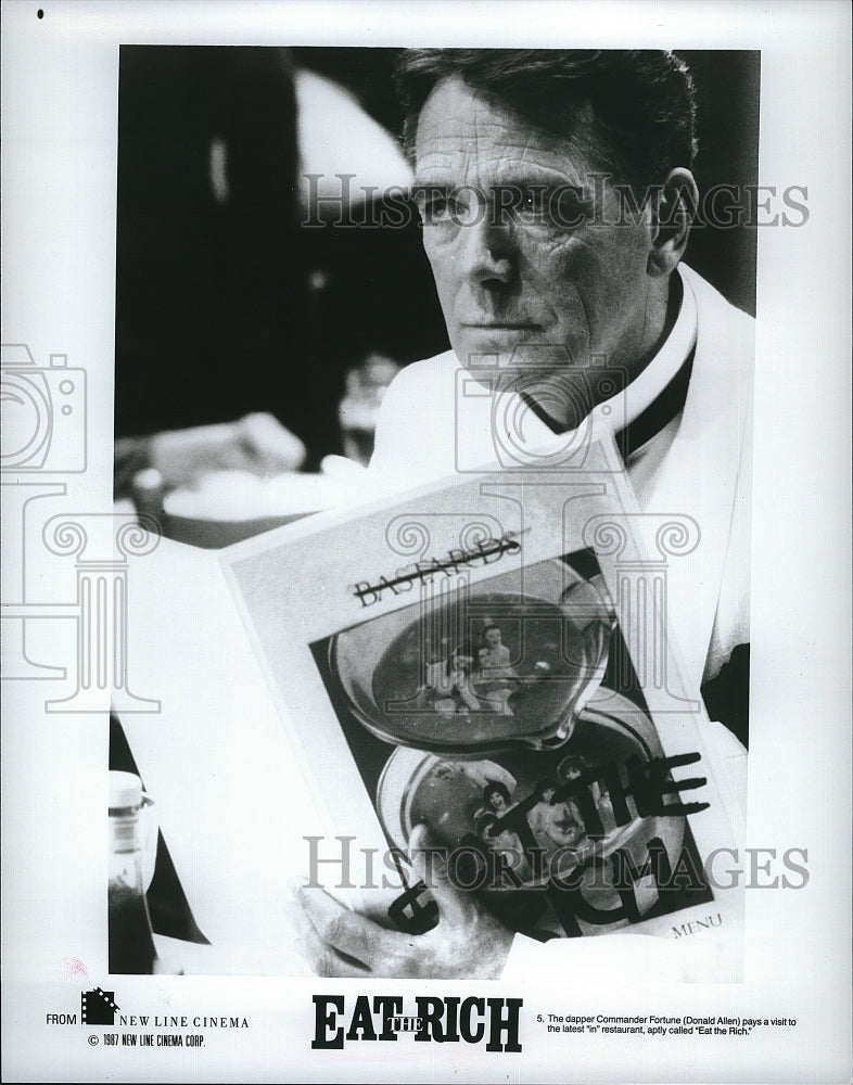 1987 Press Photo Donald Allen American Actor Eat The Rich Comedy Movie Film- Historic Images