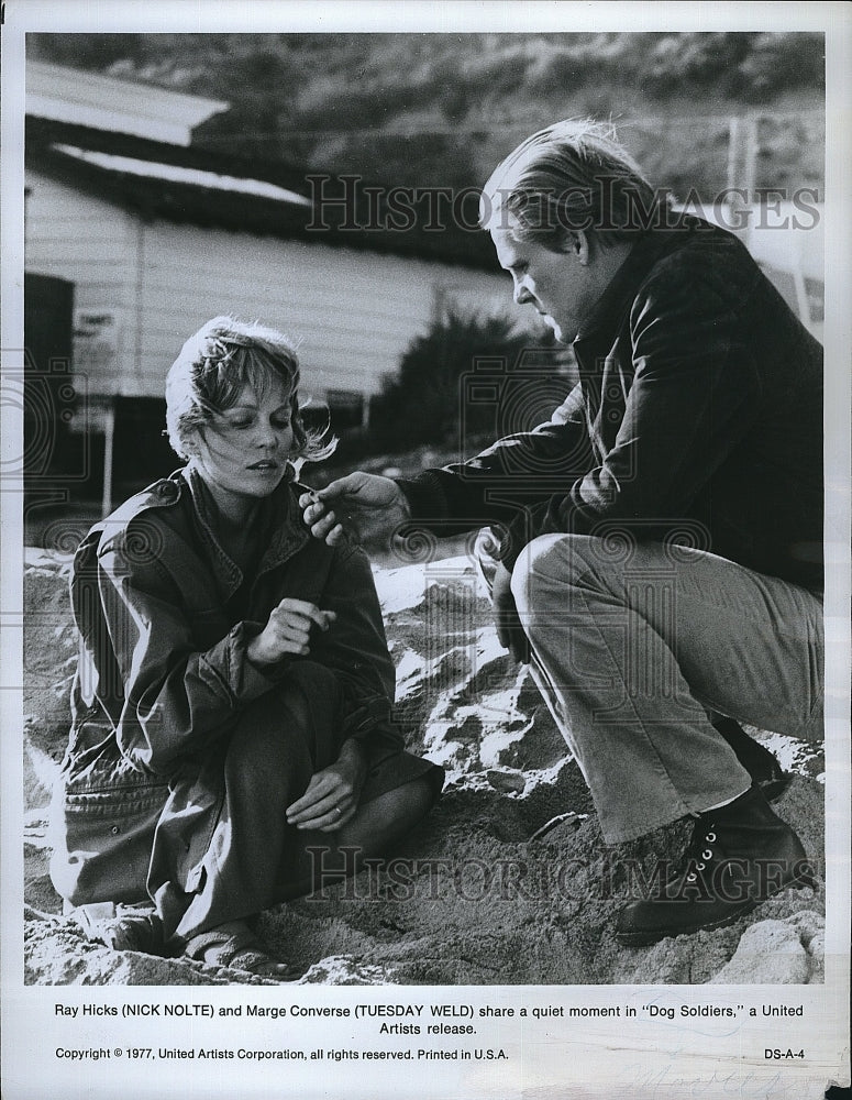 1978 Press Photo Nick Nolte and Tuesday Weld in &quot;Dog Soldiers&quot;.- Historic Images