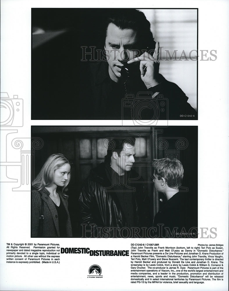 2001 Press Photo John Travolta Teri Polo Matt O&#39;Leary Domestic Disturbance Movie- Historic Images