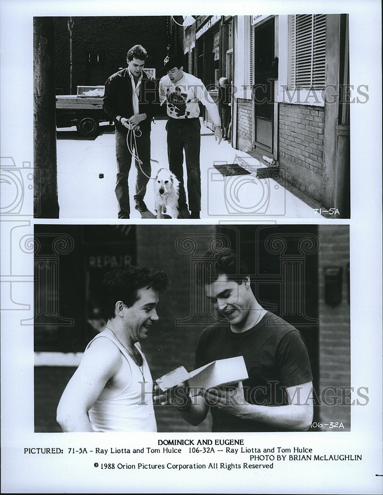 1988 Press Photo Ray Liotta Actor Tom Hulce Dominick Eugene Movie Scenes Film- Historic Images