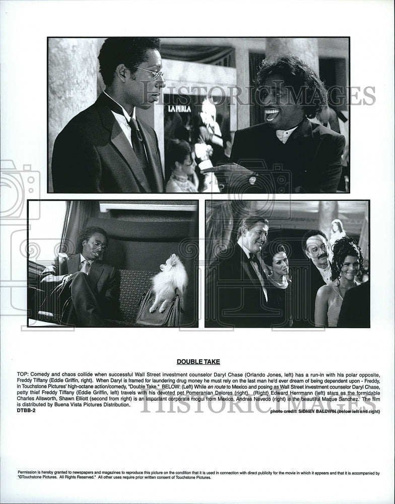 Press Photo Orlando Jones Eddie Griffin Edward Herrmann Actor Double Take Movie - Historic Images