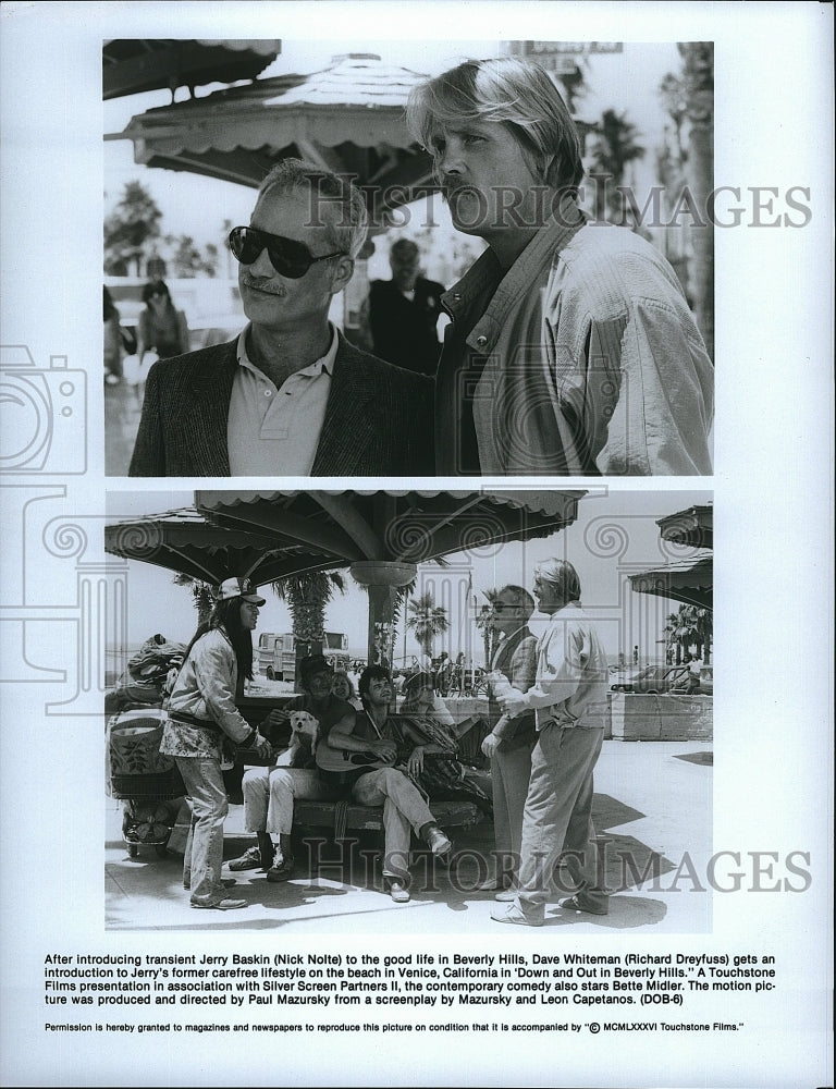 1986 Press Photo Richard Dreyfuss Actor Nick Nolte Down Out Beverly Hills Movie- Historic Images