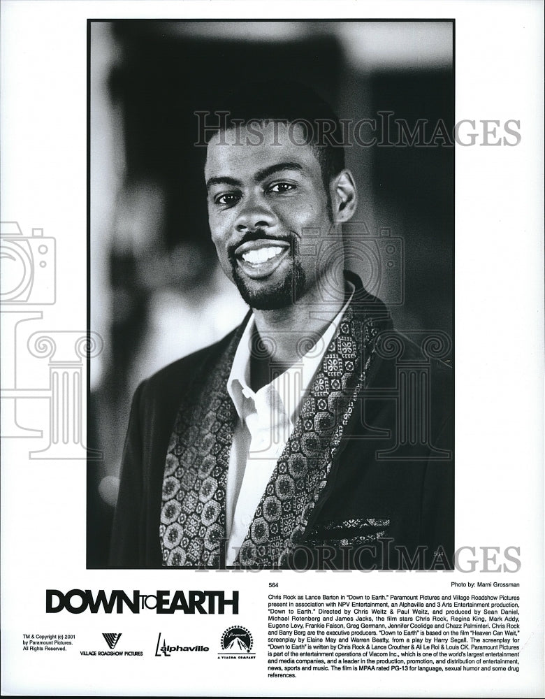 2001 Press Photo Chris Rock &quot;Down to Earth&quot;- Historic Images