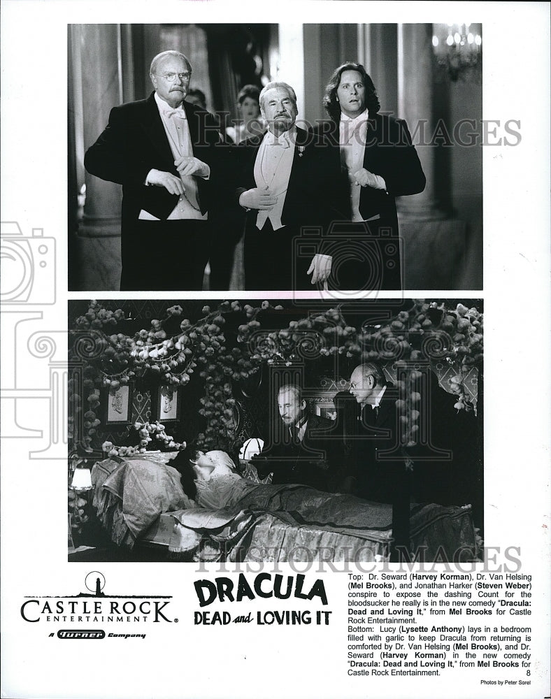 1995 Press Photo H. Korman, Mel Brooks, S. Weber &quot;Dracula Dead and Loving It&quot;- Historic Images