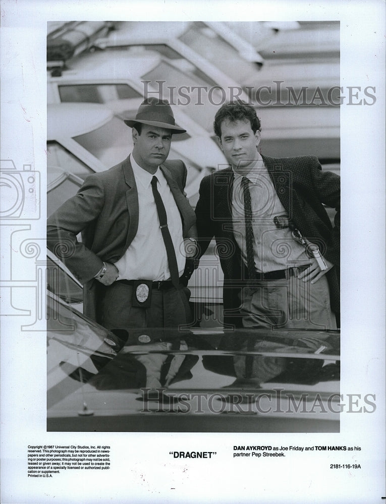 1987 Press Photo Dan Aykroyd, Tom Hanks &quot;Dragnet&quot;- Historic Images