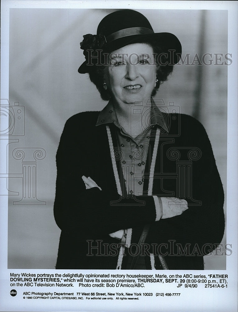 1990 Press Photo Mary Wickes &quot;Father Dowling Mysteries&quot;- Historic Images