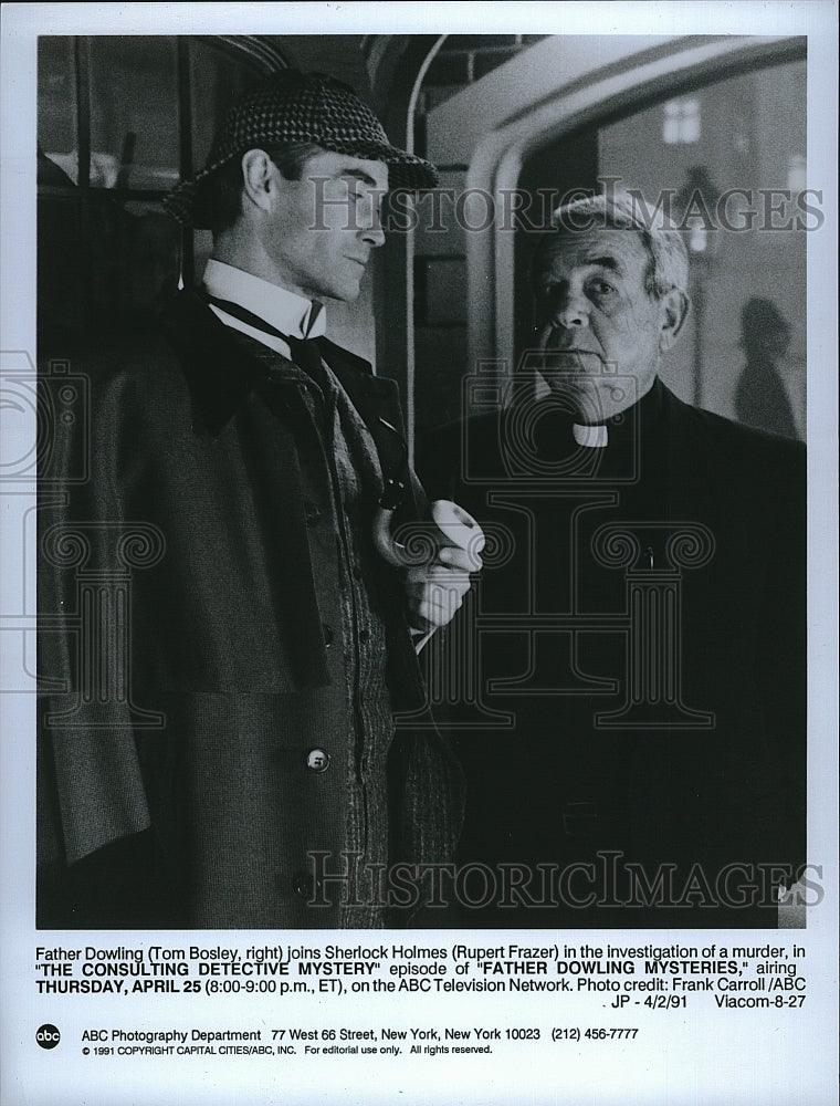 1991 Press Photo Tom Bosley, Rupert Frazer &quot;Father Dowling Mysteries&quot;- Historic Images