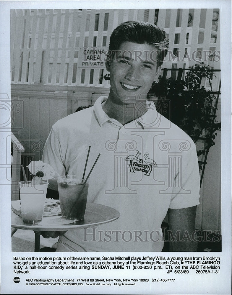 1989 Press Photo Actor Sacha Mitchell in &quot;The Flamingo Kid&quot;- Historic Images