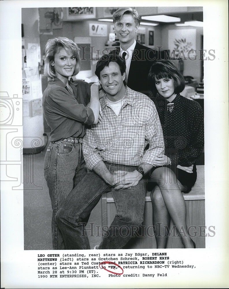 1990 Press Photo Delane Matthews Leo Geter Patricia Richardson Robert Hays- Historic Images